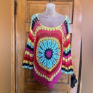 Colorful Crochet Knit Top